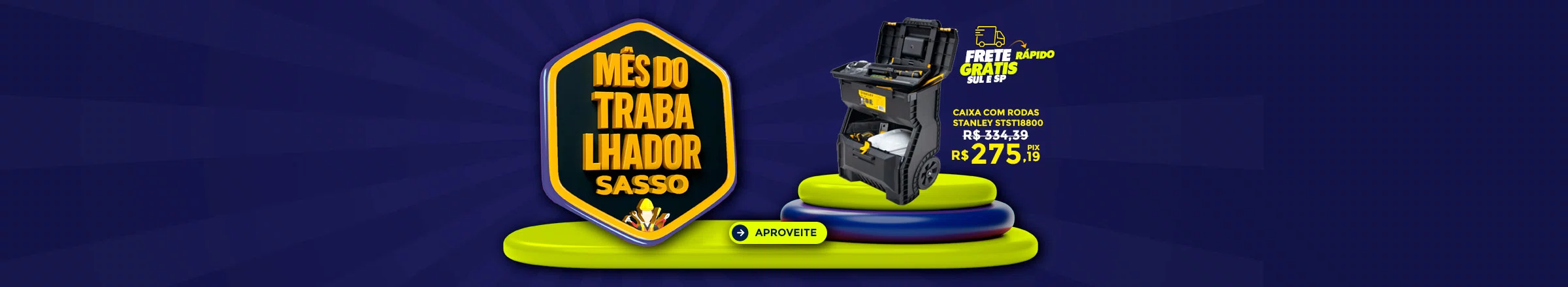 Maio: Caixa Monobloco Com Rodas 45Cm/18'' Stanley STST18800