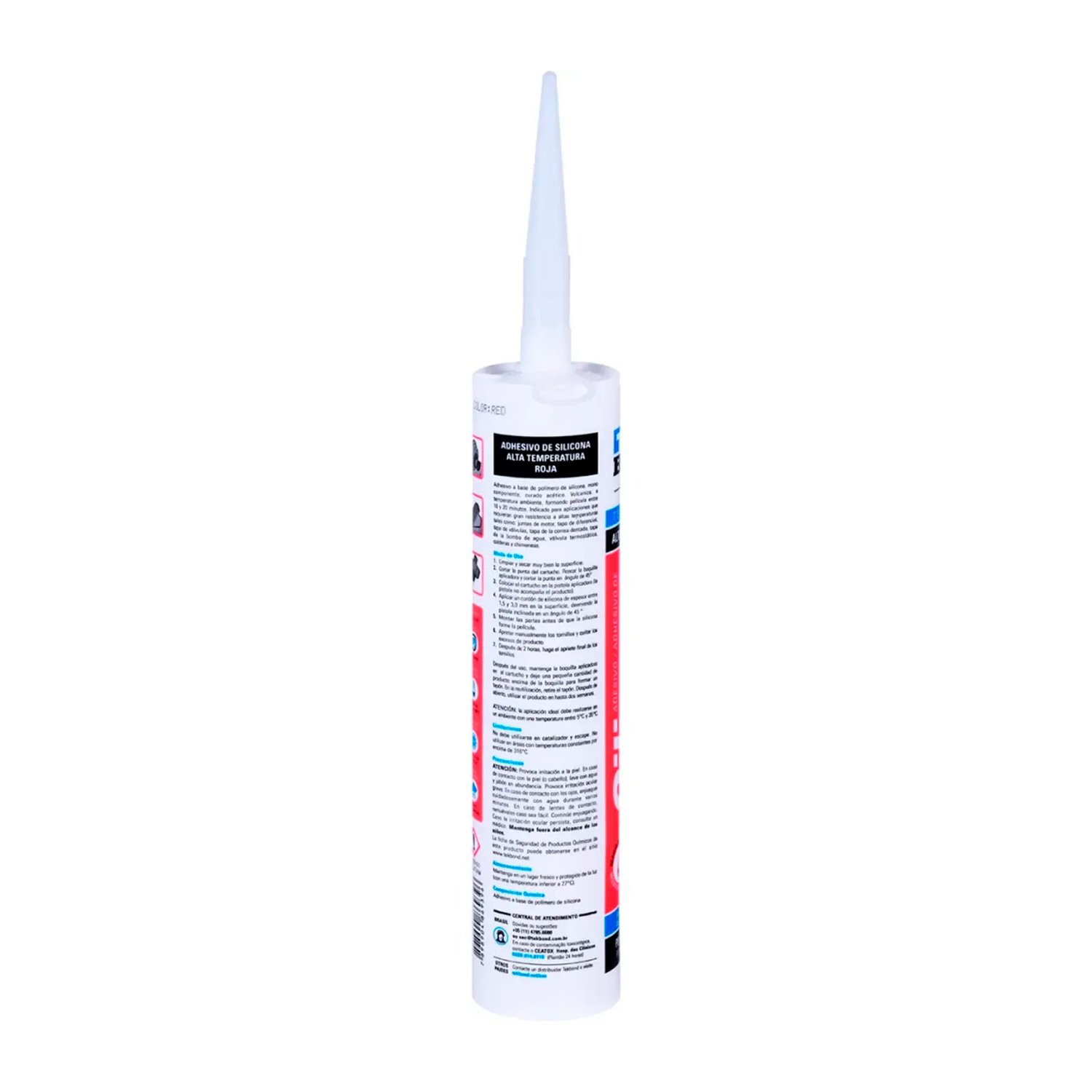 Silicone Acético Alta Temperatura Vermelho 280g Tekbond Silicone Acético Alta Temperatura Vermelho 280g Tekbond