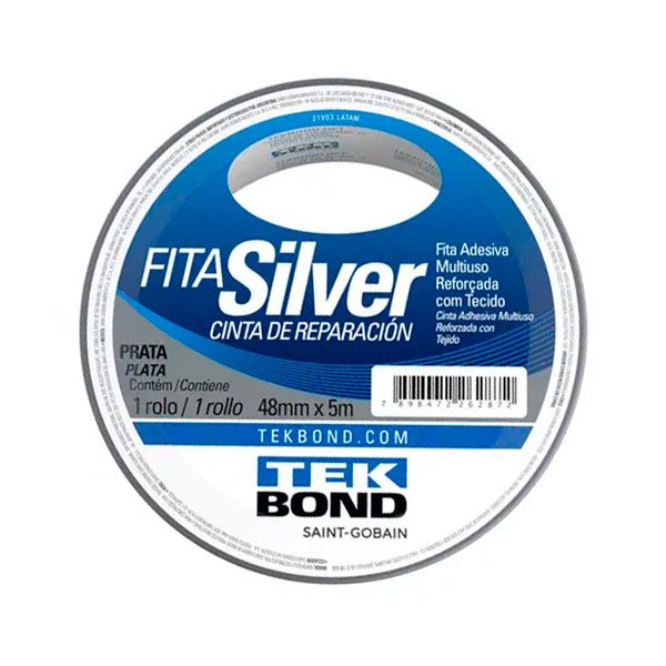 Fita Silver Tape Prata 48mm x 5m Tekbond Fita Silver Tape Prata 48mm x 5m Tekbond