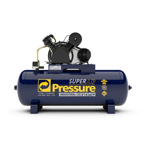 Compressor Ar 15PCM V 200L 175psi Monofásico Super Ar Pressure