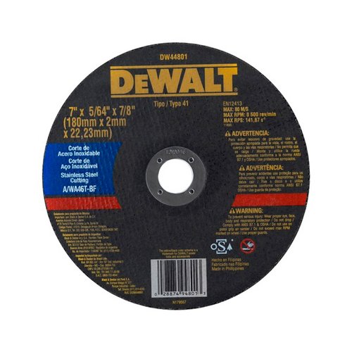 Disco de Corte Inox 7x2.0x7/8 Dewalt DW44801