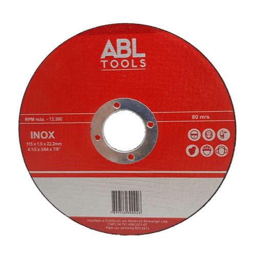 Disco de Corte 4.1/2" - 115 X 1,0 X 22,2mm ABL Berwanger - 10 discos
