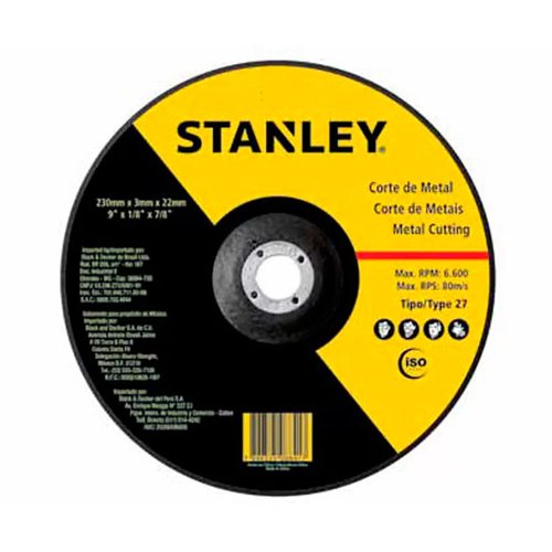 Disco Desbaste 9X1/4X7/8 Stanley STA0415
