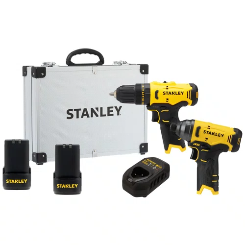 Kit Furadeira Parafusadeira de Impacto 3/8" e 1/4" 12V Stanley SCHI10D2FK-BR